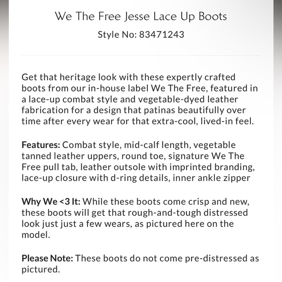 We The Free Jesse Lace Up Boots Size 37 Euro or US 6 NEW - Picture 4 of 15
